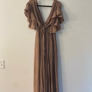 Button Down Ruffle Maxi Dress